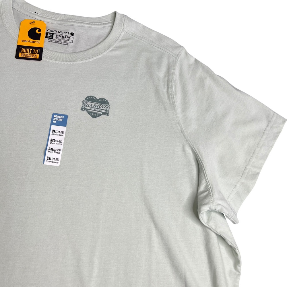 Carhartt Women 3XL Irvine Relaxed Heritage Heart T-Shirt Mint Green TK7534-W NWT